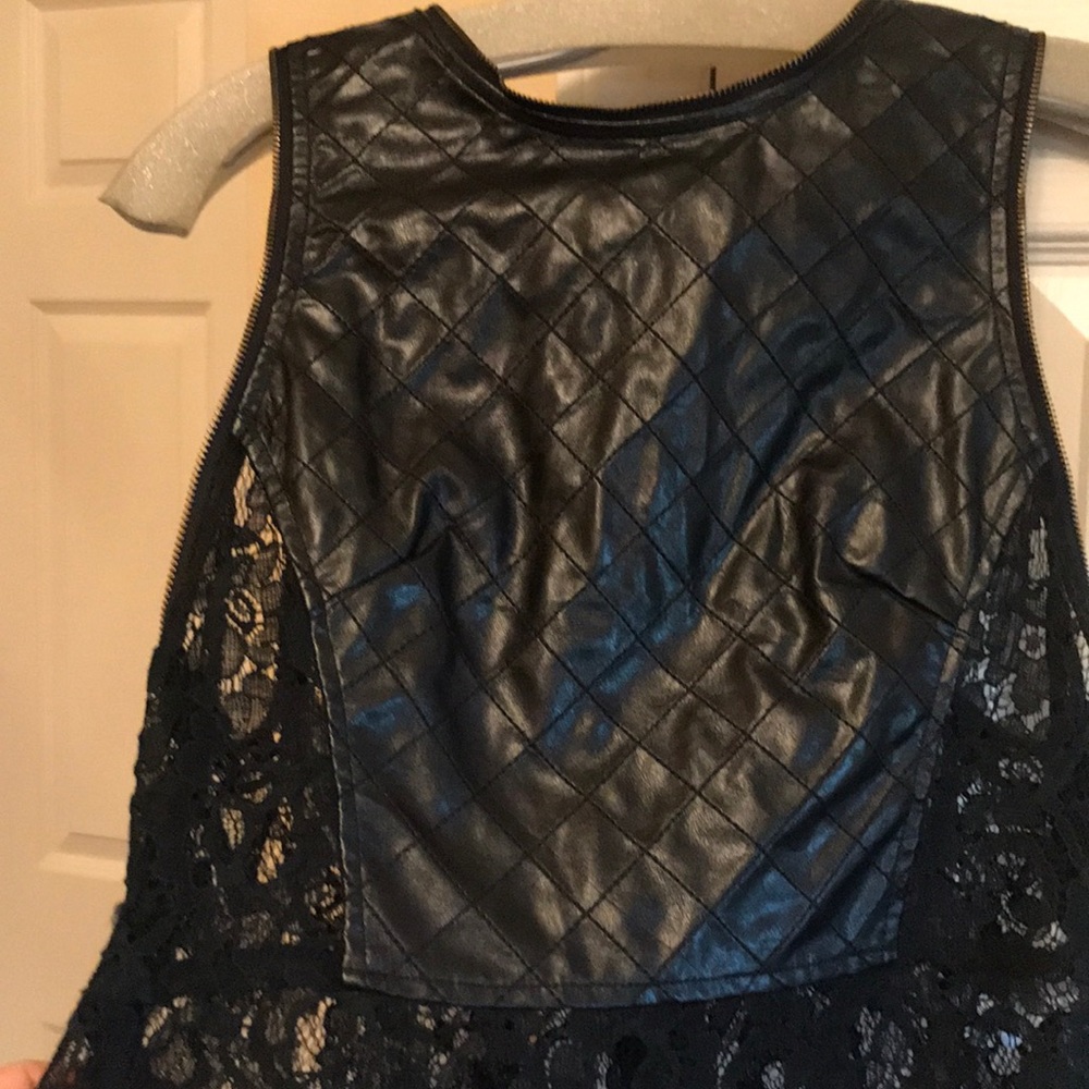 Cropped leather and lace top